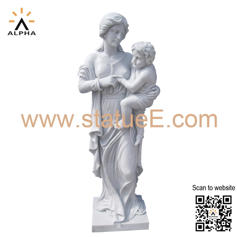 marble Mary holding Jesus statue